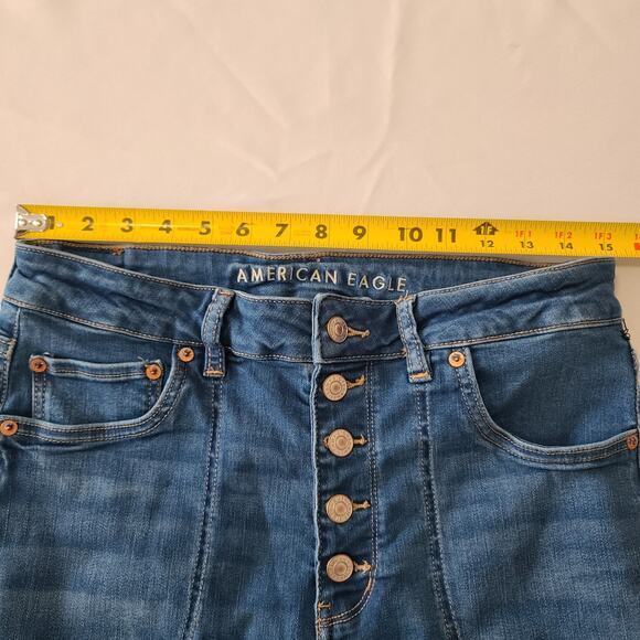 Womens American Eagle Super High-Rise Flare Button Fly Jeans Size 12 Blue - Picture 10 of 16